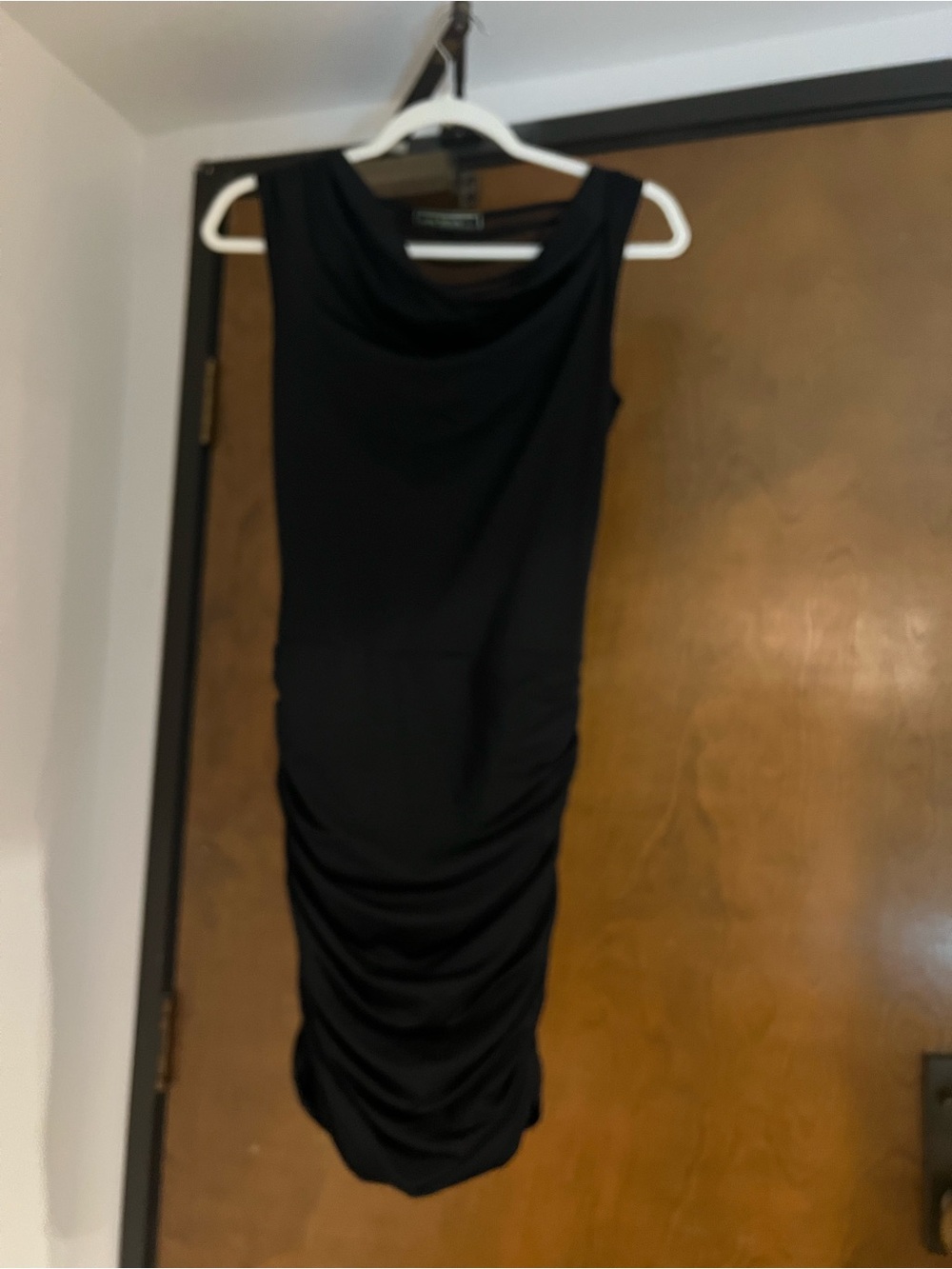 Lovestitch Black Ruched Cowl Neck Bodycon Dress Slashed Ladder Back Small